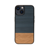 Man & Wood iPhone 15用MagSafe対応天然木ケース Denim I25510I15