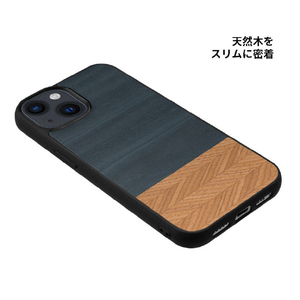 Man & Wood iPhone 15用MagSafe対応天然木ケース Denim I25510I15-イメージ4