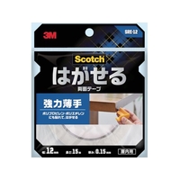 3M スコッチ はがせる両面テープ強力薄手12mm×15m FCD377B-4390814