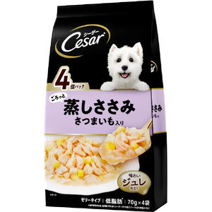 マースジャパンリミテッド ごろっと蒸しささみ さつまいも入り 70g×4袋 シーザー ｼ-ｻﾞ-ﾑｼｻｻﾐｻﾂﾏｲﾓ4ｺ-イメージ1