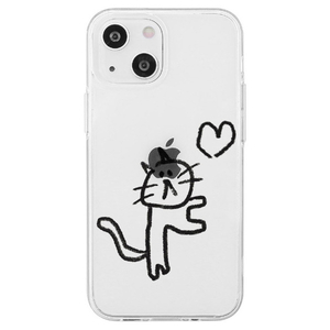 AKAN iPhone 14用ソフトクリアケース ネコハート AK23512I14-イメージ1