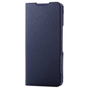 エレコム AQUOS wish4用ソフトレザーケース 薄型 磁石付 フラワーズ ネイビー PM-S241PLFUJNV-イメージ1