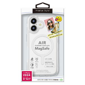 PGA iPhone 16用MagSafe対応 エアクッションケース スノー PG-24AMGPTA05CL-イメージ1