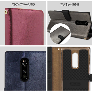 HANSMARE Xperia 1用CALF Diary CASE ワインピンク HAN16513X1-イメージ6