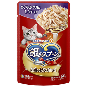 ユニ・チャームペットケア 銀のスプーン パウチまぐろ・かつおにしらす入り 60g ｷﾞﾝｽﾌﾟPﾏｸﾞﾛｶﾂｵｼﾗｽ60G-イメージ1