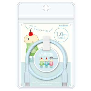多摩電子工業 シリコンケーブルC to C 1．0m お菓子などうぶつ工房あざらし FR-H304CC10L-OD-イメージ1