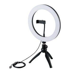 エレコム LEDリングライト(26cm/ミニ三脚付き) ブラック DE-L03BK エレコム LEDリングライト(26cm/ミニ三脚付き) ブラック DE-L03BK