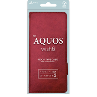 エアージェイ AQUOS wish6用 ソフトレザー手帳型ケース レッド AC-AQW6 PB RD