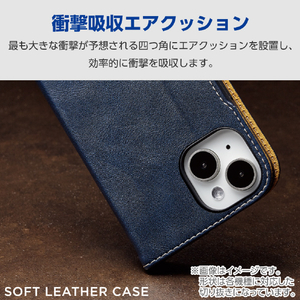 エレコム AQUOS wish4用ソフトレザーケース 磁石付 耐衝撃 ステッチ ネイビー PM-S241PLFYNV-イメージ5