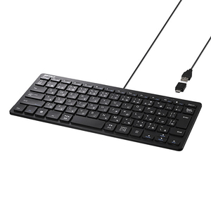 BUFFALO Type-C変換アダプタ付 有線 USB接続ミニキーボード ブラック BSKBUC310BK-イメージ1