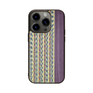 Man & Wood iPhone 15 Pro用MagSafe対応天然木ケース Viola Check I25517I15PR-イメージ1