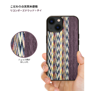Man & Wood iPhone 15 Pro用MagSafe対応天然木ケース Viola Check I25517I15PR-イメージ3