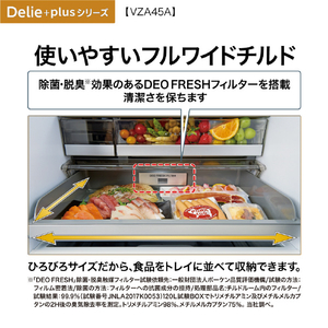 AQUA 【右開き】452L 4ドア冷凍冷蔵庫 Delie（デリエ） マットクリアホワイト AQR-VZA45A(W)-イメージ18
