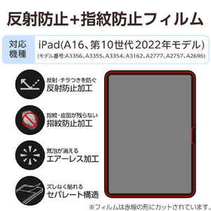 エレコム iPad(A16) (第10世代)用フィルム 指紋防止 反射防止 TB-A25RFLFA-イメージ2