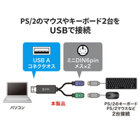 サンワサプライ USB-CVPS6 USB-PS/2変換コンバータ |エディオン