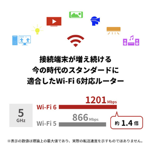 BUFFALO 無線LAN親機 11ax/ac/n/a/g/b 1201+573Mbps ブラック WSR-1800AX4B-BK-イメージ2