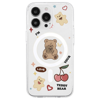 AKAN iPhone 14 Pro用MagSafe対応クリアケース テディベア AK23523I14P