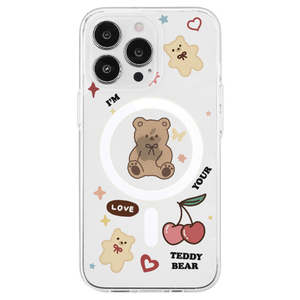 AKAN iPhone 14 Pro用MagSafe対応クリアケース テディベア AK23523I14P-イメージ1