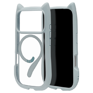 ラスタバナナ iPhone18 Pro/17Pro用 MIMI 猫耳ｹｰｽ 磁力充電対応 スモーキーブルー 9641IP6BHPMSBL-イメージ1