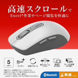 バッファロー Bluetooth・無線両対応 高速スクロールホイール搭載マウス ホワイト BSMBB700WH-イメージ2