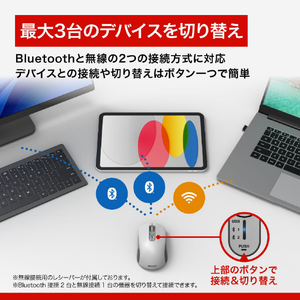 バッファロー Bluetooth・無線両対応 高速スクロールホイール搭載マウス ホワイト BSMBB700WH-イメージ5
