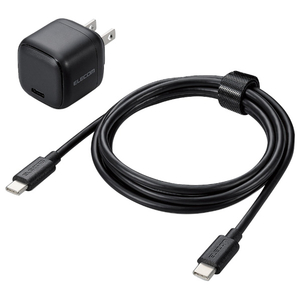 エレコム USB Power Delivery 20W AC充電器(C-Cケーブル付属/1．5m) ブラック MPA-ACCP7620BK-イメージ1