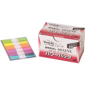 3M ポスト・イット フィルム 透明見出し 44×10mm 6色 120冊 F360265-6832NE-イメージ1