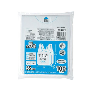 ジャパックス 手付きポリ袋 SS 約5L 乳白 100枚 FCE286S-PRH26W-イメージ1