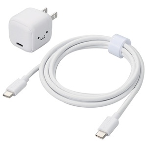 エレコム USB Power Delivery 20W AC充電器(C-Cケーブル付属/1．5m) しろちゃん(ホワイト×ブラック) MPA-ACCP7620WF-イメージ1