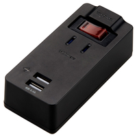 ヤザワ ブレーカースイッチ付 1AC 2USB 2．4A ブラック H6BKS3102UBK