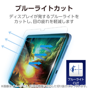 エレコム iPad(A16) (第10世代)用ガラスフィルム 動画映え 高透明 BLカット ガイド付 TB-A25RFLGARBL-イメージ7
