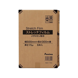 ストレッチフィルム 15ミクロン 幅500mm×長さ300m 3インチ 6巻 FC500NU-イメージ2