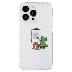 AKAN iPhone 14 Pro用ソフトタフケース おしごとザウルス―画家 グリーン AK23527I14P-イメージ1