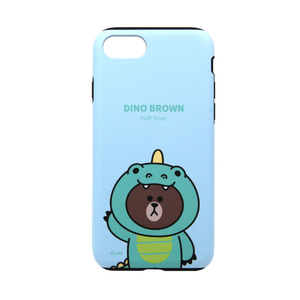 LINE FRIENDS iPhone SE(第2世代)/8/7用JUNGLE BROWN DUAL GUARD ダイノブラウン KCL-JDD001-イメージ1