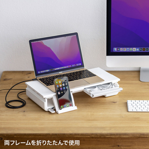 サンワサプライ USB Type-C接続ハブ付き机上ラック ホワイト MR-LC210CHW-イメージ5
