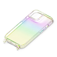 PGA iPhone 15 Plus用ショルダーストラップホール付クリアハイブリッドケース オーロラ PG-23CPT05AR
