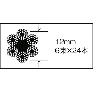 トラスコ中山 TRUSCO JIS規格品メッキ付ワイヤロープ (6×24)Φ12mm×10m 1210112010.9 FC723FK-7599455-イメージ2