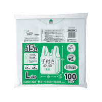 ジャパックス 手付きポリ袋 L 約15L 乳白 100枚 FCE289S-PRH29W