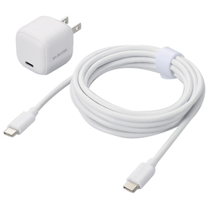 エレコム USB Power Delivery 20W AC充電器(C-Cケーブル付属/2．5m) ホワイト MPA-ACCP7720WH-イメージ1