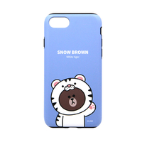 LINE FRIENDS iPhone SE(第2世代)/8/7用JUNGLE BROWN DUAL GUARD スノーブラウン KCL-JDD003