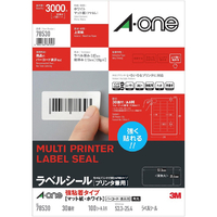 エーワン ラベルシール プリンタ兼用 強粘着タイプ マット紙・ A4判 30面 四辺余白付角丸 ホワイト 78530