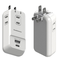 カシムラ USBポート付きAC充電器タップ(3個口・2ポート) ホワイト AJ-531