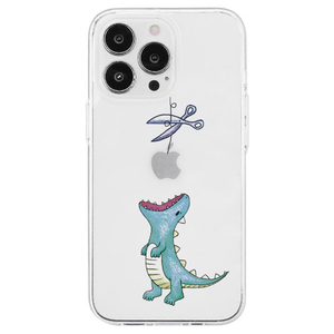 AKAN iPhone 14 Pro用ソフトクリアケース はらぺこザウルス グリーン AK23531I14P-イメージ1