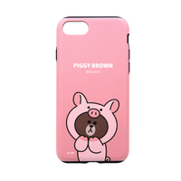 LINE FRIENDS iPhone SE(第2世代)/8/7用JUNGLE BROWN DUAL GUARD ピギーブラウン KCL-JDD005