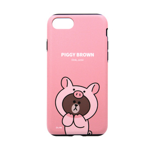 LINE FRIENDS iPhone SE(第2世代)/8/7用JUNGLE BROWN DUAL GUARD ピギーブラウン KCL-JDD005-イメージ1