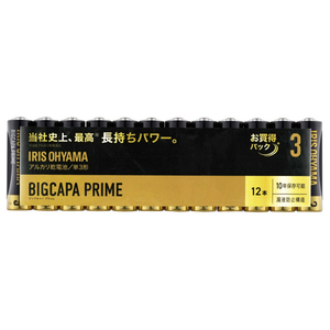 アイリスオーヤマ 大容量アルカリ乾電池 単3形12本パック LR6BP/12P-イメージ1