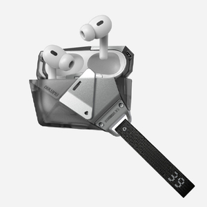 AULUMU AirPods Pro 3 ダイヤカット幾何学デザインケース トランスルーセントグレー ALM28533APP3-イメージ3