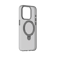 MOMAX iPhone 15 Pro用Magsafe対応スタンドケース Flip クリアブラック MM25534I15PR