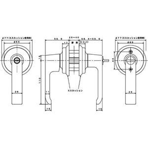 エスコ 32-40mm／64mmレバーハンドル玄関錠(取替用 FCJ878M-EA951KB-24-イメージ3