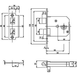エスコ 32-40mm／64mmレバーハンドル玄関錠(取替用 FCJ878M-EA951KB-24-イメージ4